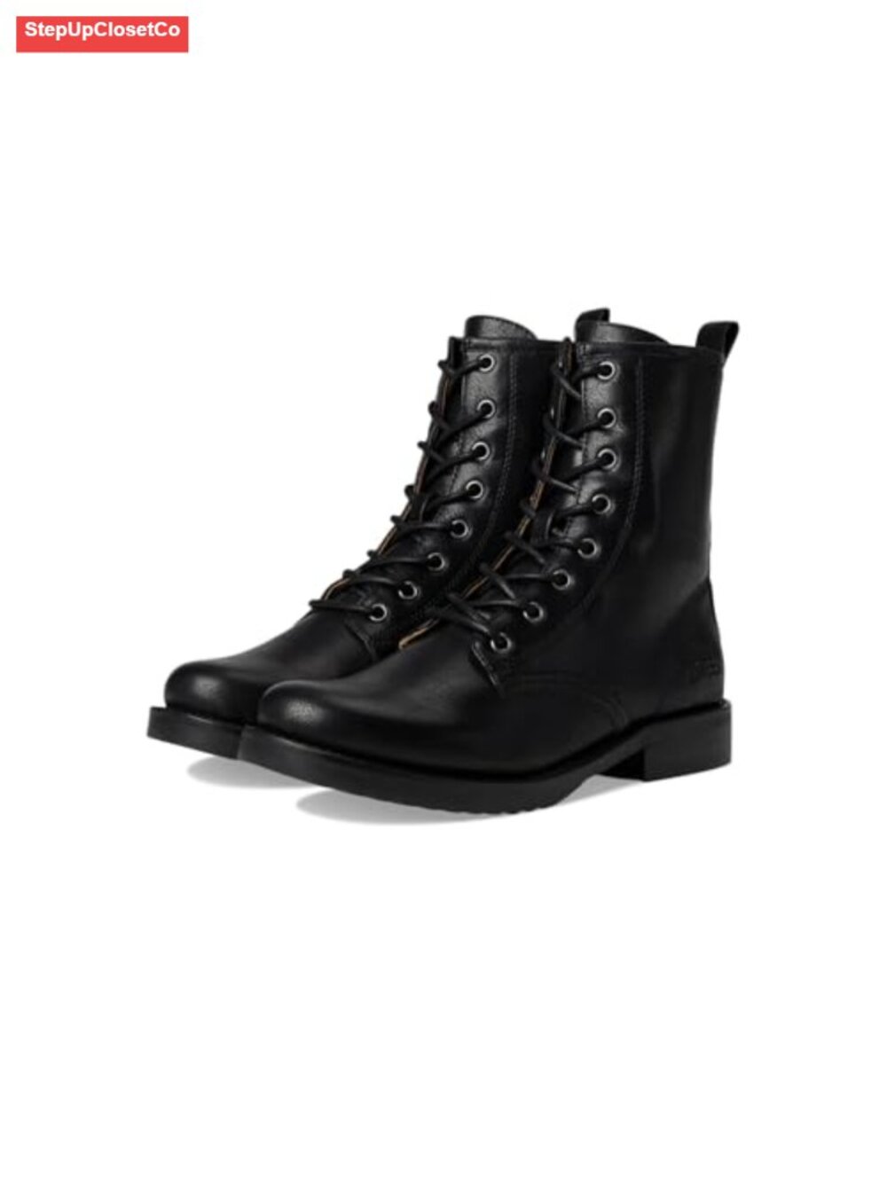FRYE Chesnee Combat Ankle Boots Tumbled Leather Stacked Heel Lace-Up (No color